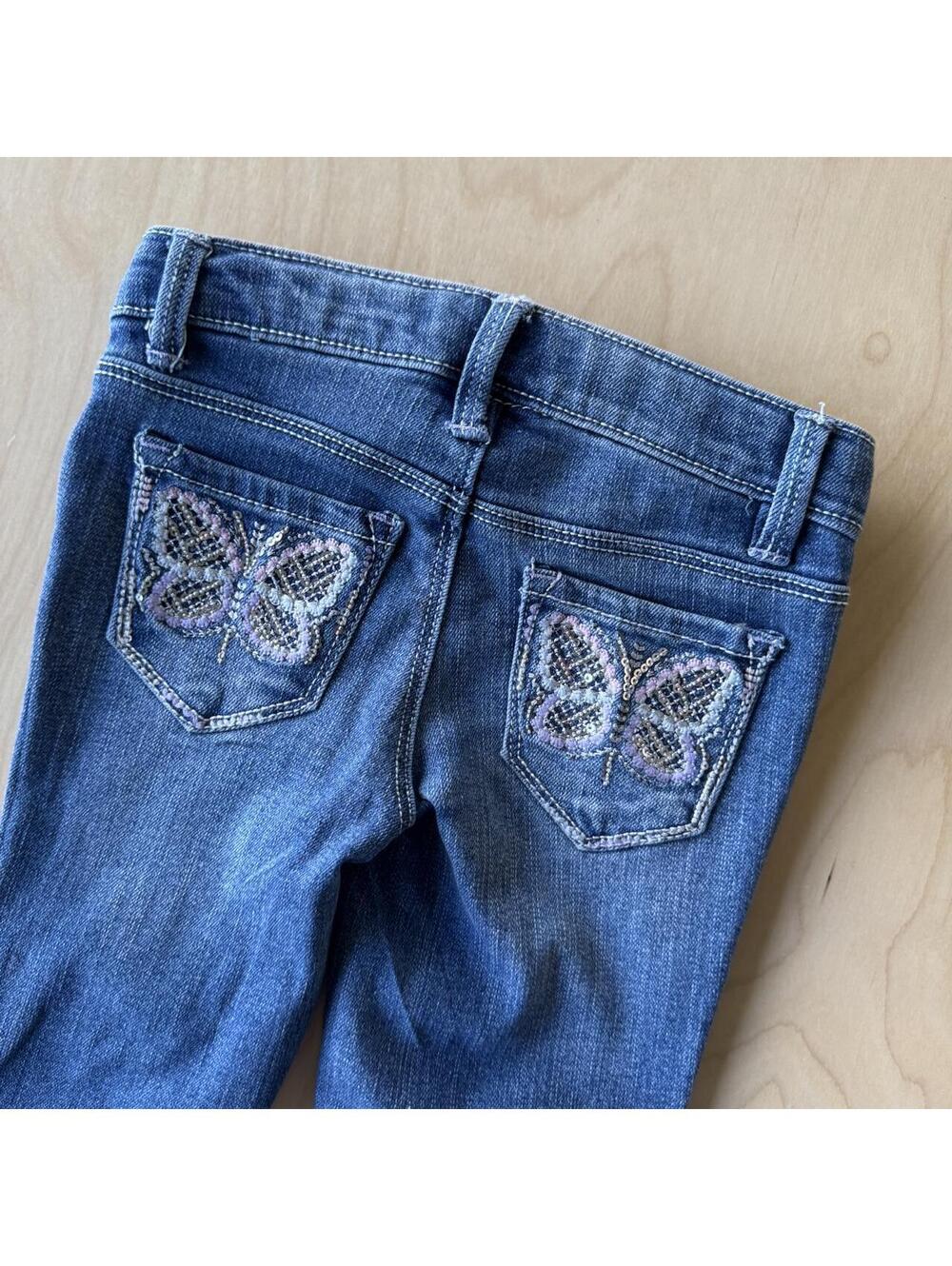 Y2K Low Rise Flare Jeans with Embroidered Butterfly Pockets